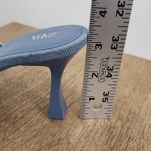 Zara Rhinestone Heeled Denim Sandals size 37 - Picture 9 of 9